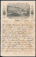 1878 Német nyelvű kézzel írott levél, Royal Hotel London fejléces papírja
