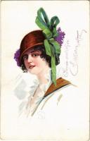 Lady art postcard. 123-5. s: S.P.