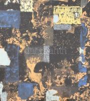 Papp Oszkár (1925-2011): Arany-kék kompozíció. Zománcfesték, olaj, karton, jelzett és datált: Papp O...