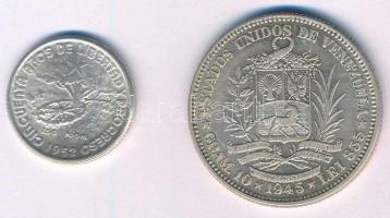Venezuela 1945. 2B Ag + Kuba 1952. 10c Ag T:2,2-,1-
Venezuela 1945. 2 Bolivares Ag + Cuba 1952. 10 ...