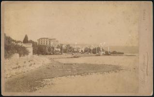 cca 1900 Fiume, tengerpart, keményhátú fotó Ilario Carposio műterméből, 13,5×22 cm / Rijeka, coast, beach, vintage photo