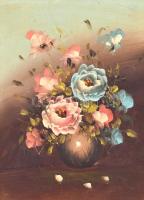 Jelzés nélkül: Virágcsendélet. Olaj, vászon. Fa keretben, 38×28 cm