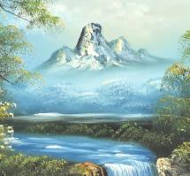 Jelzés nélkül: Hegyvidéki táj. Olaj, karton. Díszes, kissé kopott fa keretben, 30×40 cm