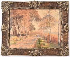 Neogrády jelzéssel: Őszi fasor. Akvarell, karton. Díszes, üvegezett fa keretben, 25×33 cm