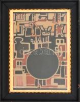 Ország jelzéssel: Fekete nap. Olaj, papír, kartonra kasírozva. Fa keretben. 29,5×21 cm