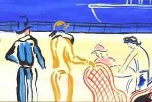 Vaszary jelzéssel: Dunakorzó. Olaj, farost. Fa keretben. 39,5×49,5 cm