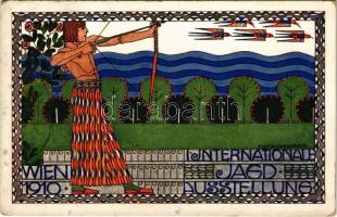 1910 Wien, Erste Internationale Jagdausstellung / The First International Hunting Exposition in Vienna. Advertisement art postcard s: Elli Hoffmann (EK)