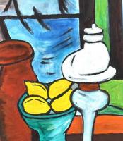 Czóbel jelzéssel: Csendélet. Olaj, farost. Fa keretben. 49×38,5 cm