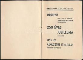 1935 Meghívó Érsekújvár várának a török uralom alól történet felszabadulása 250 éves jubileuma alkal...