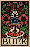 BUÉK. Az Iparművészeti Iskola levelezőlapjai / Ungarische Werkstätte no. 2004. kiadja Rigler József Ede Rt. / Hungarian New Year art postcard (EK)