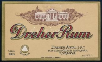 Dreher Rum Kőbánya italcímke