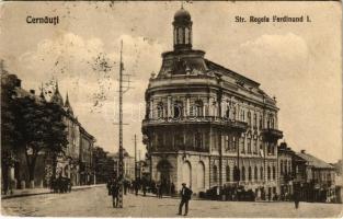 1923 Chernivtsi, Czernowitz, Cernauti, Csernyivci; Str. Regele Ferdinand I / street view, shops (EK)