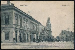 Komárom, Komárnó; Nádor utca, Pollák Lajos üzlete / street, shops (vágott / cut)
