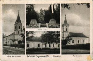 Orgovány, Római katolikus templom, Hősök szobra, emlékmű, Községháza, Református templom (EK)