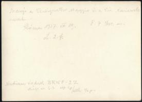 1937 Róma, Via Nazionale és Ventiquattro Maggio sarka, autóbusszal, hátoldalon feliratozott fotó, 13...