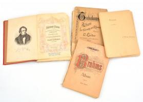 5 db régi kottafüzet, magyar, német és angol nyelven, félvászon illetve papír kötésben, némelyiken régi bélyegzés