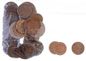50db-os osztrák és német érmetétel, közte 3db aranyozott 1pf T:2-3 50pcs Austrian and German coin lot, within 3pcs gilded 1 Pfennig C:XF-F
