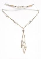 Ezüst(Ag) gyöngyös nyakék, jelzett, h: 40 cm, nettó: 8,3 g