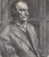 Kmethy jelzéssel: Férfi portré. Szénrajz, papír, 61,5x51 cm