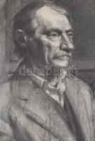 Kmethy jelzéssel: Férfi portré. Szénrajz, papír, 61,5x51 cm