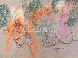 Rónai jelzéssel: Télen. Vegyes technika, karton, hátoldalán vázlattal. Üvegezett fa keretben. 29×39 ...