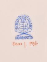 Herendi virág mintás kaspó. Kézzel festett, jelzett, hibátlan. d:22 cm, m: 15 cm