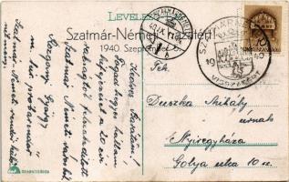 1940 Szatmárnémeti, Satu Mare; pályaudvar, vasútállomás / railway station  + "1940 Szatmárnémet...