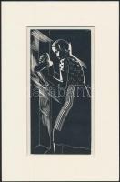 Gáborjáni Szabó Kálmán (1897-1955): Lány vödörrel, fametszet, papír, jelzett a dúcon, paszpartuban, 20x10 cm