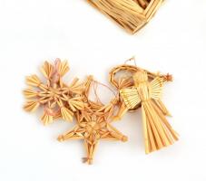 22 db szalmadísz hozzáillő tartóban, 14×14×5 cm