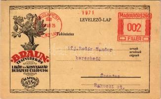 1934 Braun Testvérek Likőr és Konyakgyár reklámlapja. Hátoldalon megrendelőlap, Budapest, Üllői út 60. / Hungarian Liqueur and Cognac Factory advertisement, order form on the backside
