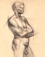 Tihanyi jelzéssel. Akt. Szén, papír, kisebb szakadásokkal. 61×43 cm