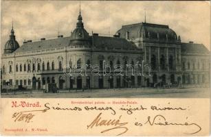 1899 (Vorläufer) Nagyvárad, Oradea; Kereskedelmi palota, Ifj. Ullmann Nándor, Silberstein E., Freund Lajos üzlete / Handels-Palais / Commercial palace, shops (EK)