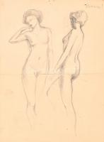 Vaszary jelzéssel: Női akt tanulmány. Ceruza, papír, paszpartuban, 28×21 cm