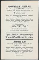 1932-1935 9 db műsorfüzet,- lap, közte Krauss Lili, Weisbach Hans, Roth-Quartett stb