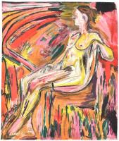 Hincz jelzéssel: Akt. Vegyes technika, papír, sérült. 65×50 cm