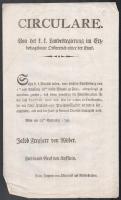 1798 Bécs, Katonai rokkantak rokkant járadékának folyósításával kapcsolatos körlevél német nyelven