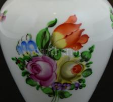 Herendi virágmintás porcelán váza, jelzett, kézzel festett, hibátlan, m: 17,5 cm