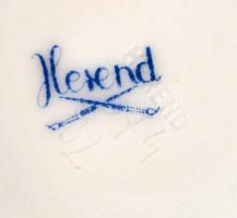 Herendi porcelán virág mintás váza, kézzel festett, jelzett, apró kopásokkal, m: 19 cm