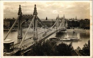Budapest, Erzsébet híd, villamosok, SS Carl Ludwig gőzhajó