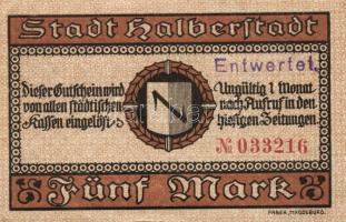 Német Birodalom/Weimari Köztársaság/Helberstadt 1918.12.1. 5M, 10M, 20M mindegyik hivatalos érvényte...