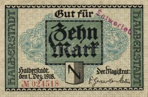 Német Birodalom/Weimari Köztársaság/Helberstadt 1918.12.1. 5M, 10M, 20M mindegyik hivatalos érvényte...