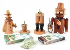 2 db fa füstölő figura 2 doboz füstölővel