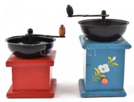 2 db festett fa és fém bors daráló 13 cm, 10 cm