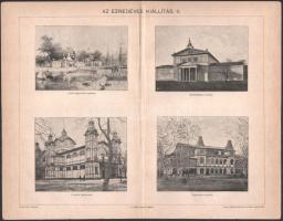 cca 1896 Az ezredéves kiállítás I-II-III , a Pallas Nagy Lexikona, nyomat, papír, 23,5×30,5 cm