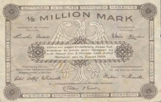 Német Birodalom/Weimari Köztársaság/Hannover 1923.8.15. 1/2 Million M T:II
