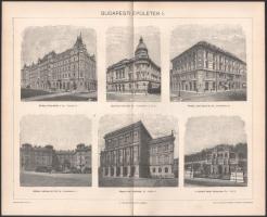 cca 1896 Budapesti épületek és látképek (Buda és Pest 1730 körül, a budapesti Lipót-templom, stb.) P...