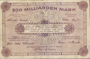 Német Birodalom/Weimari Köztársaság/Hannover 1923.8.25. 200.000.000.000M T:II/II-