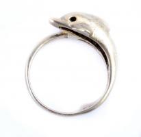 Ezüst(Ag) delfines gyűrű, jelzett, méret: 55, nettó: 4,5 g