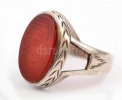 Ezüst (Ag) gyűrű. Vésett, török feliratos kővel. br 6,2 g