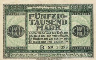 Német Birodalom/Weimari Köztársaság/ Karlsruhe/Nähmaschinenfabrik 1923.8.1. 50.000M T:II